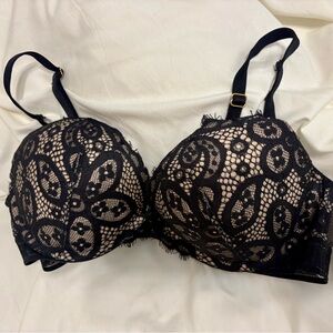 Victoria's Secret Black Lace push up Underwire Bra